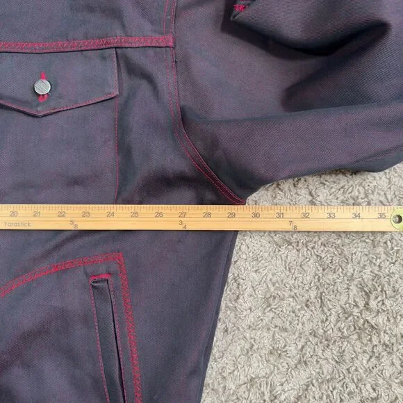 VINTAGE Fubu Jacket Mens 2XL Red Denim Jean Hip Hop Y2K Rap Baggy Trucker